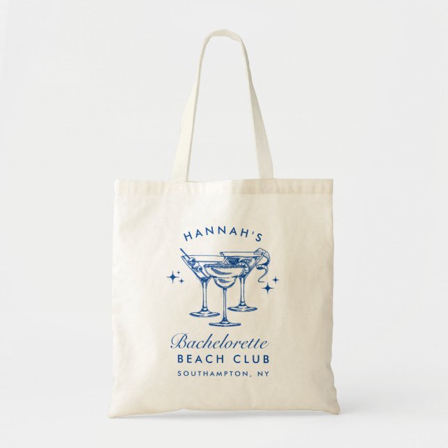 Beach Bachelorette Retro Modern Personalized Tote Bag (Front)