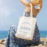 Beach Bachelorette Retro Modern Personalized Tote Bag<br><div class="desc">This tote effortlessly marries retro charm with a modern beachy twist,  creating a stylish and functional accessory for your bachelorette getaway. Personalize it with names,  dates,  or a special message,  making it a unique and cherished keepsake for your bridal party.</div>