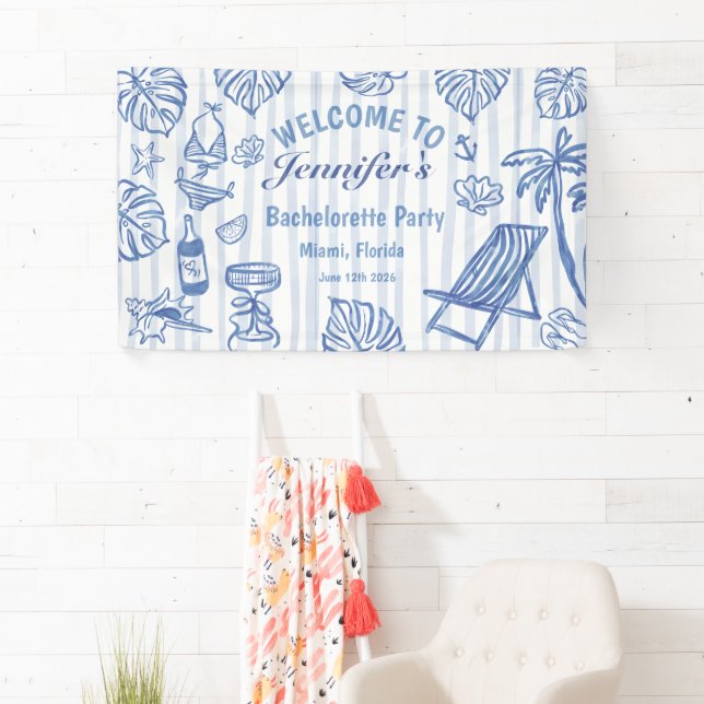 Beach BACHELORETTE Whimsical Blue Banner (Insitu)