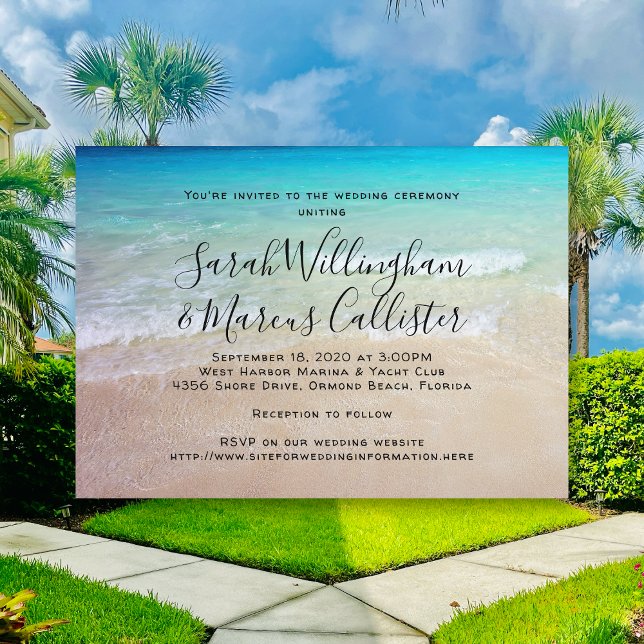 Beach Background Simple Seaside Wedding Ceremony Invitation (Creator Uploaded)