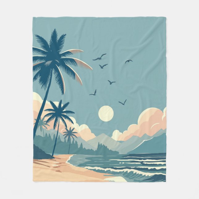 Beach background with sea fleece blanket (Front)