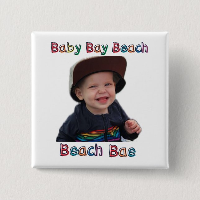 beach bae 2 inch square button (Front)