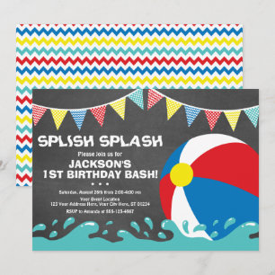 Beach Ball Birthday Invitation Pool Party Invite