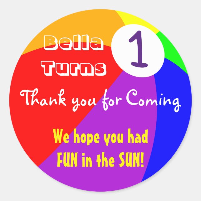 Beach Ball Birthday Stickers (Front)