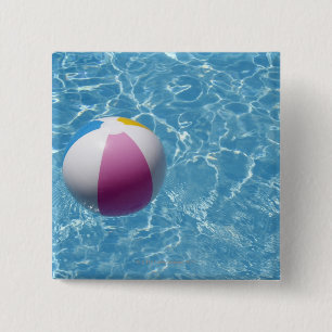 Beach ball in swimming pool 2 inch square button
