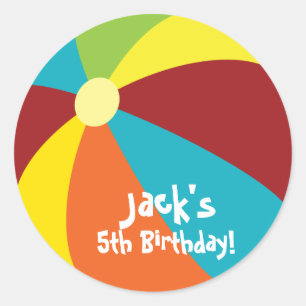 Beach Ball Pool Party Birthday Stickers