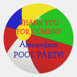 Beach Ball Pool Party Classic Round Sticker