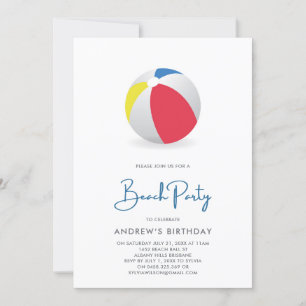 Beach Ball Pool Party Invitation