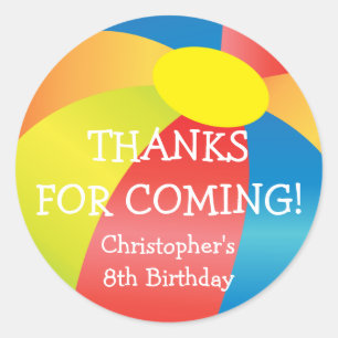 Beach Ball Pool Party Thank You Sticker