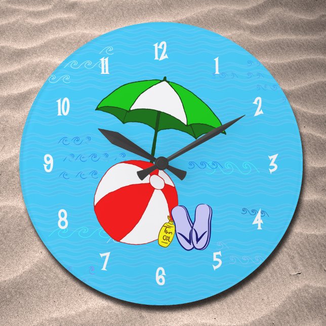 Beach Ball Pool Toys Wall Clock White Numbers (Beach Ball Pool Toys Wall Clock White Numbers)