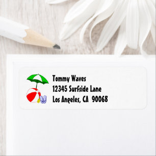Beach Ball Pool Umbrella Custom Address Label