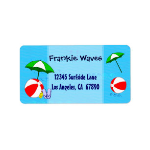Beach Ball Pool Umbrella Custom Address Label