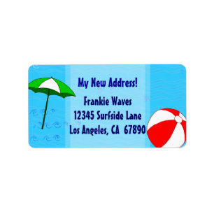 Beach Ball Pool Umbrella Custom New Address Label