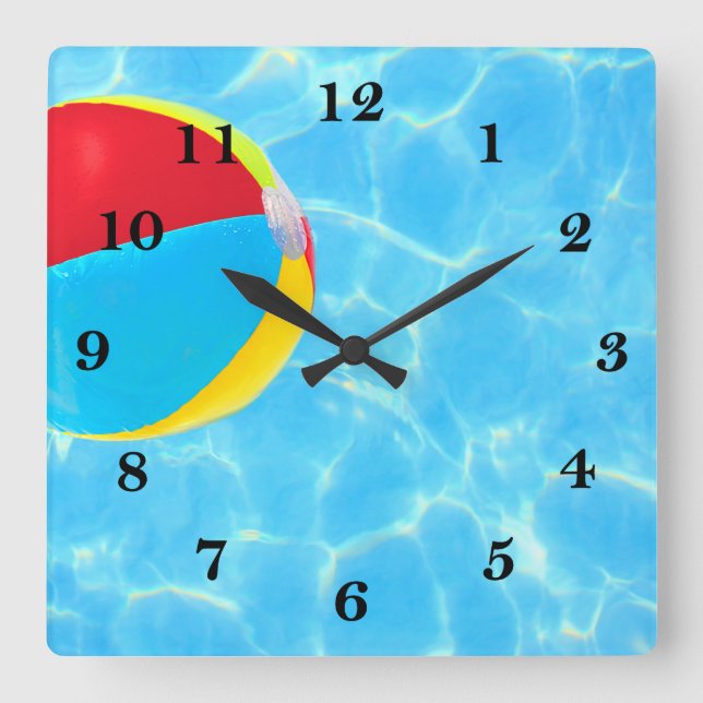 Beach Ball Square Wall Clock (Front)