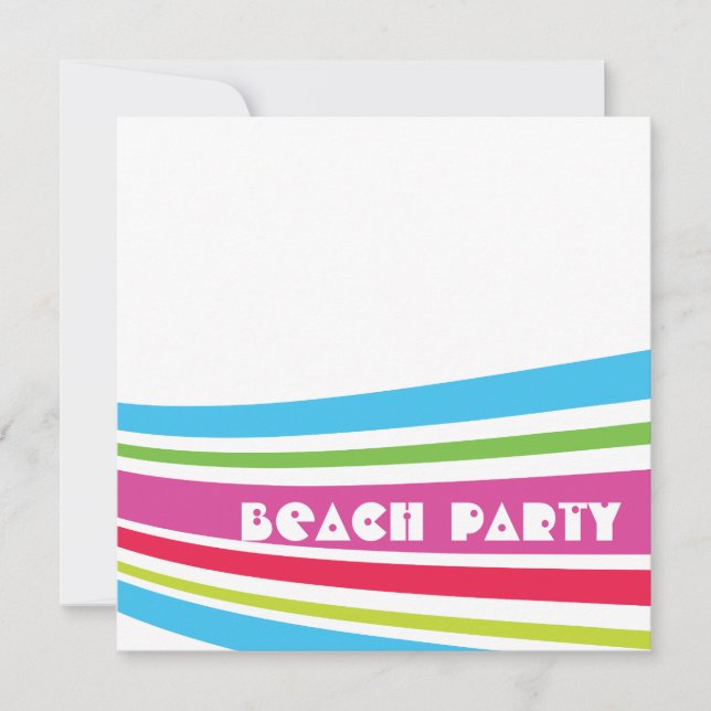 Beach Ball Striped Salt Water Ocean Beach Party Invitation (Front)