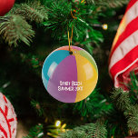 Beach Ball Vacation Personalized Metal Ornament<br><div class="desc">Remember fun times,  a beach vacation or celebrate a swimmer with this ornament featuring a multicolored beach ball. Personalize with ANY name,  names or location and your own custom greeting!</div>