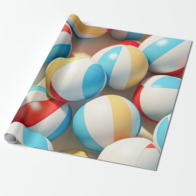 Beach Balls Wrapping Paper (Unrolled)