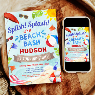 Beach Bash Summer Boy Birthday Party Invitation