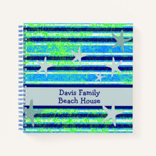 Beach Batik Stripes and Starfish Notebook