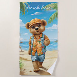 Beach Bear with sunglasses Towel