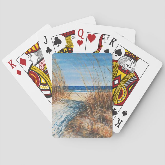 Beach Beautiful Sand Dunes Painting Playing Cards (Back)