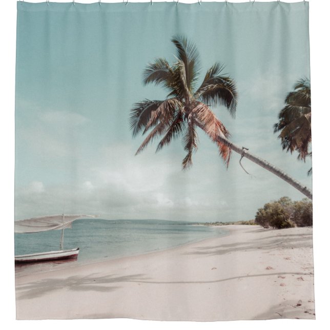 Beach beside coconut palm tree (Front)