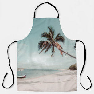 Beach beside coconut palm tree apron