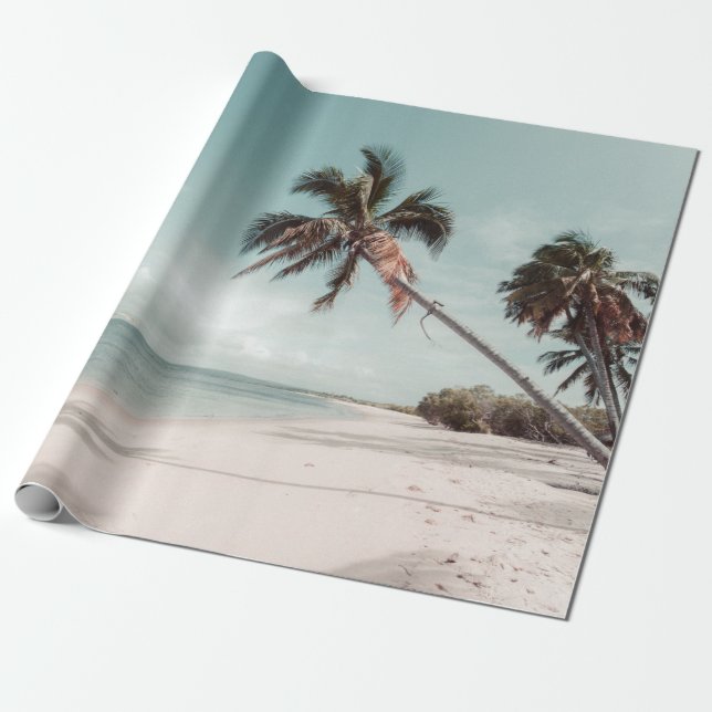 Beach beside coconut palm tree wrapping paper (Unrolled)