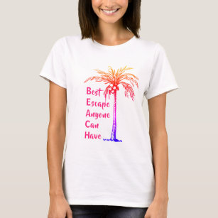 BEACH Best Escape Anyone Can Have Colourful Palm T-Shirt