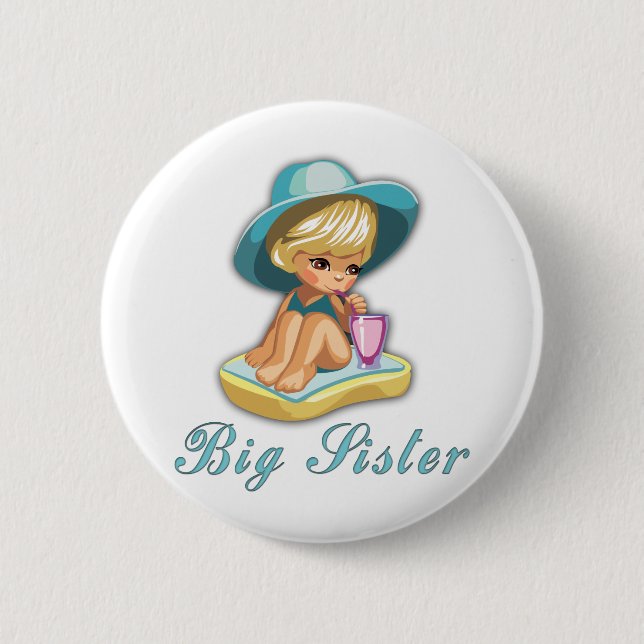 Beach Big Sister 2 Inch Round Button (Front)