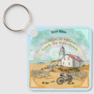 Beach Bike Lighthouse  Keychain