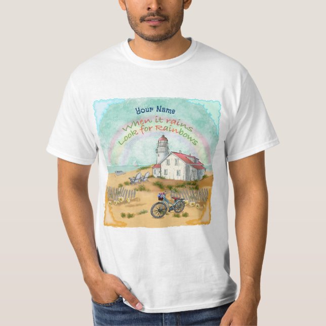 Beach Bike Lighthouse  T-Shirt (Front)