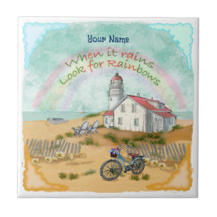 Beach Bike Lighthouse Tile