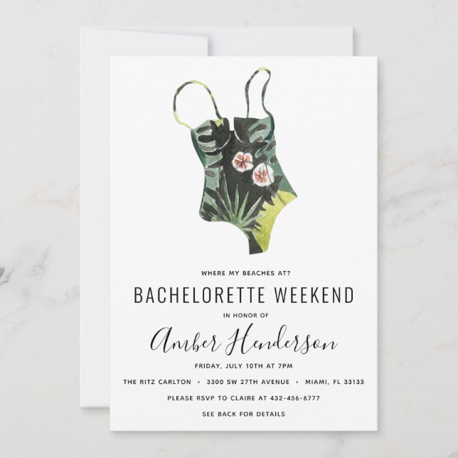 Beach Bikini Bachelorette Itinerary Invitation (Front)