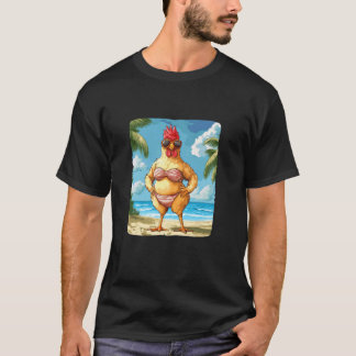 Beach Bikini Costume with this Funny Chicken Swims T-Shirt