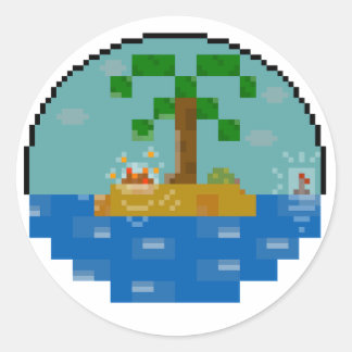 Beach Biome globe [Night] Classic Round Sticker