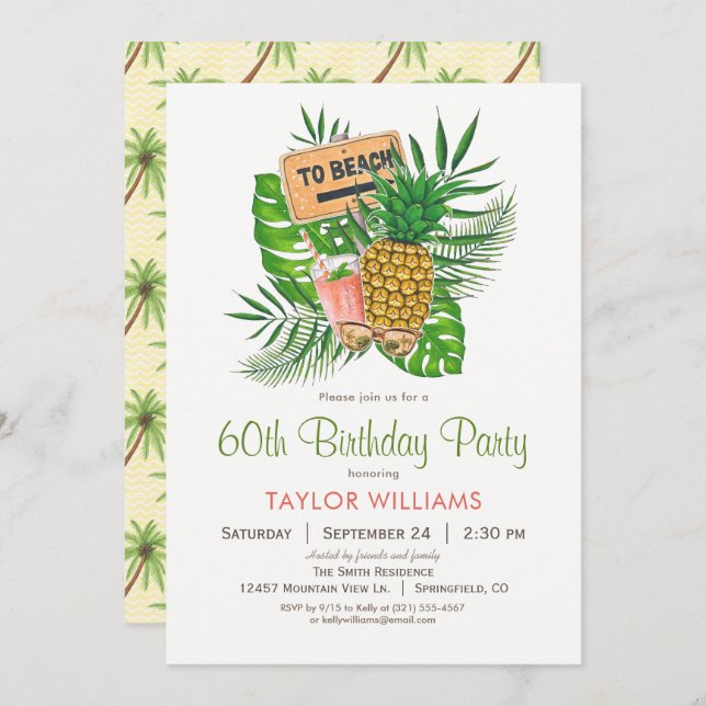 Beach Birthday Party Invitation (Front/Back)