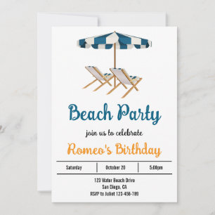 Beach Birthday Party Invitation