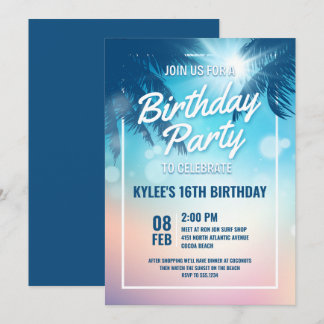 Beach Birthday Party Invitation
