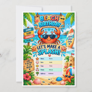 Beach Birthday Party Invitation Let's Make a Spl