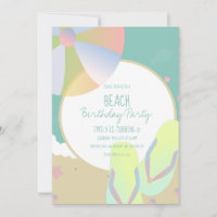 Beach Birthday Party Sand Beach Ball Invitation