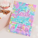 Beach Birthday Party Summer Beach Tie Dye Glow  Invitation<br><div class="desc">Beach Birthday Party Summer Beach Tie Dye Glow Invitation
All designs are © PIXEL PERFECTION PARTY LTD</div>