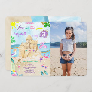 Beach Birthday Photo Invitations