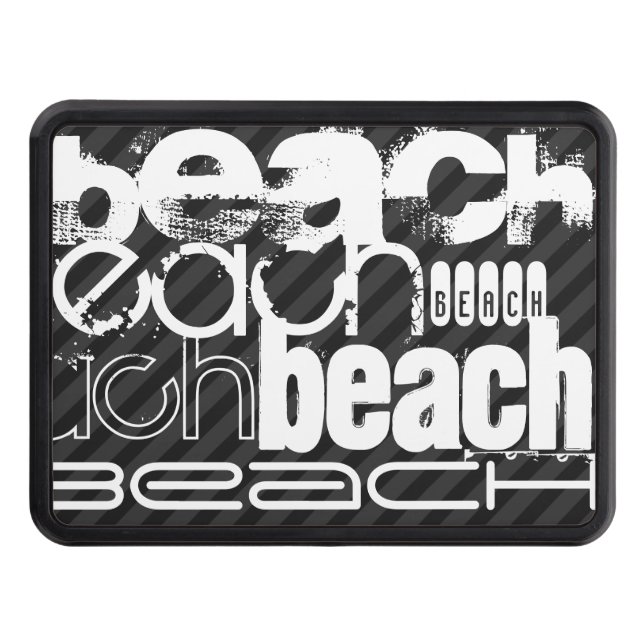 Beach; Black & Dark Grey Stripes Trailer Hitch Cover (Front)