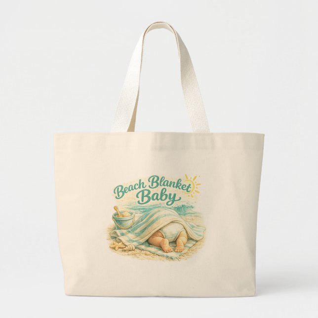 Beach Blanket Baby Large Tote Bag (Front)