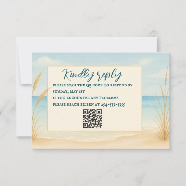 Beach Bliss QR Code RSVP Card (Front)