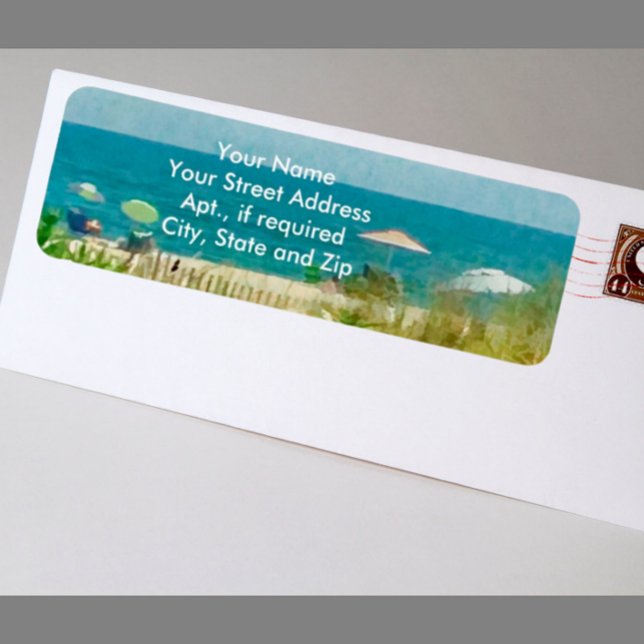 Beach Bliss Sand Umbrellas Return Address Labels (Creator Uploaded)