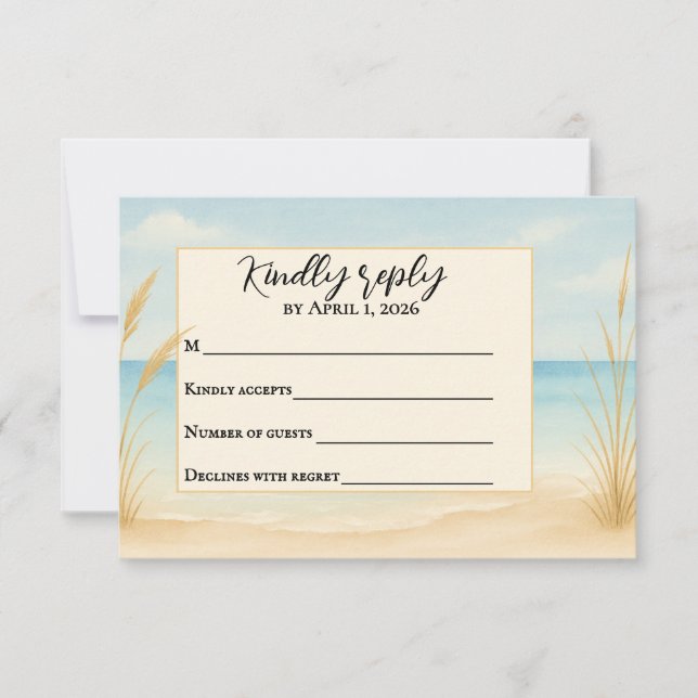 Beach Bliss Traditional RSVP Card (Front)