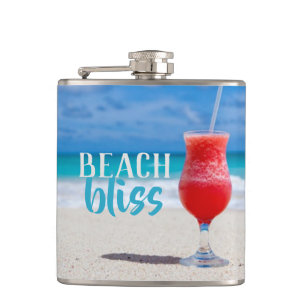 Beach Bliss Tropical Cocktail Sandy Beach Hip Flask