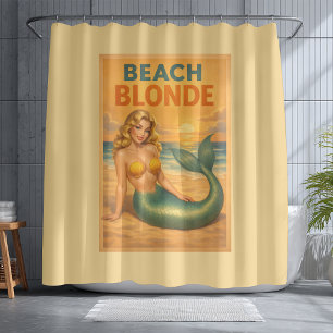 Beach Blonde Pin-Up Mermaid   Yellow Retro Coastal